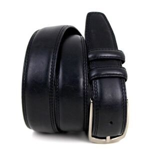 CLASSIC BLACK GENUINE LEATHER 1.25"Wd STITCH CASUAL DRESS MEN'S BELT Sz 36 (M27